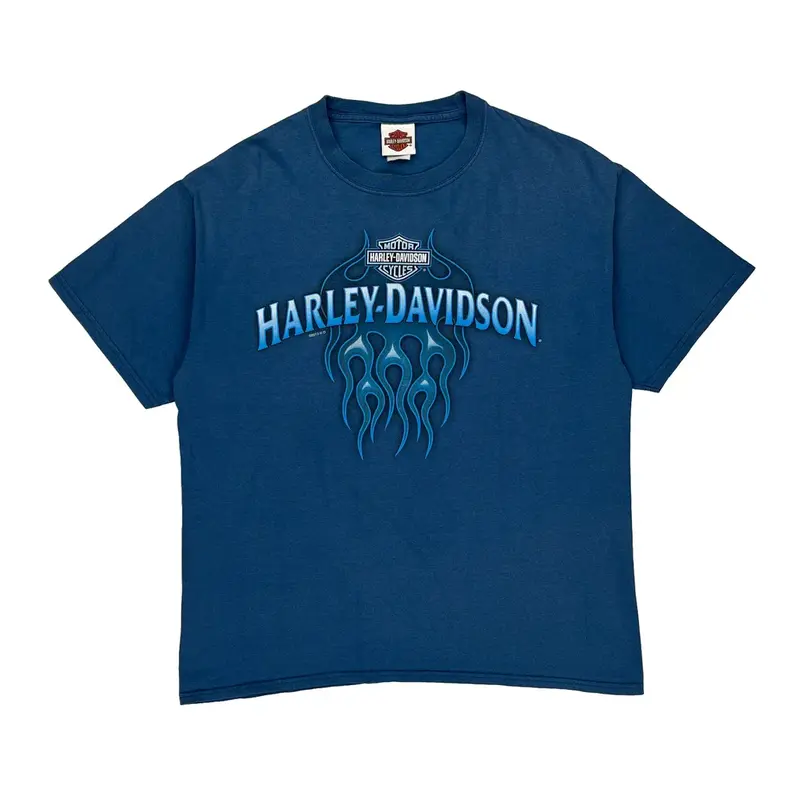 Hillbilly Harley Davidson T-Shirt - Large Blue Cotton