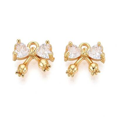 Brass Micro Pave Cubic Zirconia Charms