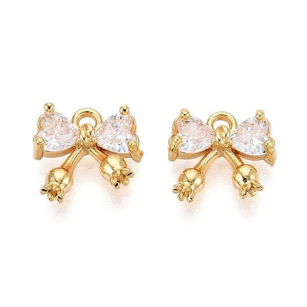 Brass Micro Pave Cubic Zirconia Charms