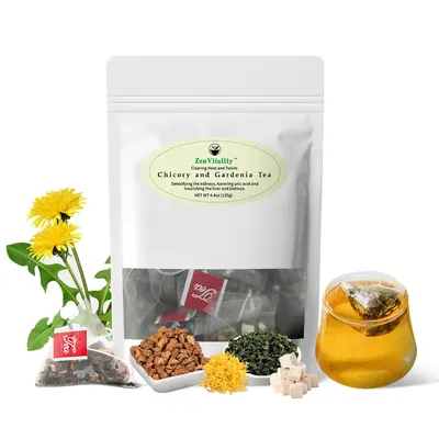 ZenVitality: Chicory and Gardenia Tea 25 Tea Bags per Pack - a Natural Blend of Eight Herbal Ingredients 125g per Pack Bevera...