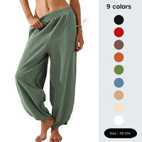 Yeokou Womens Baggy Wide Leg Pants Casual Elastic Waisted Palazzo Harem Pants with Pockets