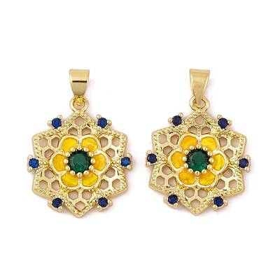 Brass Micro Pave Cubic Zirconia Pendants