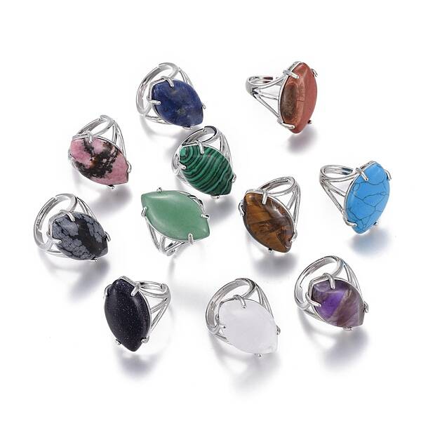 Adjustable Natural & Synthetic Gemstone Finger Rings