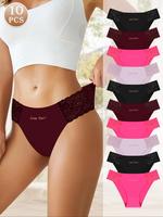 Women's Letter Print Lace Trim Briefs, Soft Comfy Breathable Knicker for Daily Wear, Underwear for All Seasons, Seamless Pant...