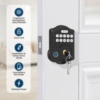 52HZ Fingerprint Door Lock, Keyless Entry Door Lock with Code, Voice Guidance Electronic Keypad Deadbolt Smart Locks for Fron...