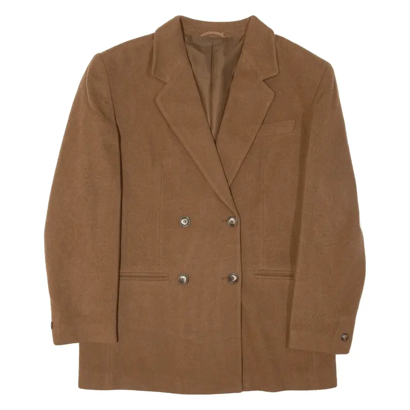 THE LEGEND Womens Pea Jacket Brown Wool UK 12