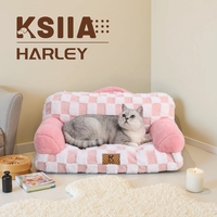 KSIIA Portable Pet Sofa with Orthopedic Design, Crafted from Jacquard Brushed Polyester and Anti - slip Material Shaped Beds ...