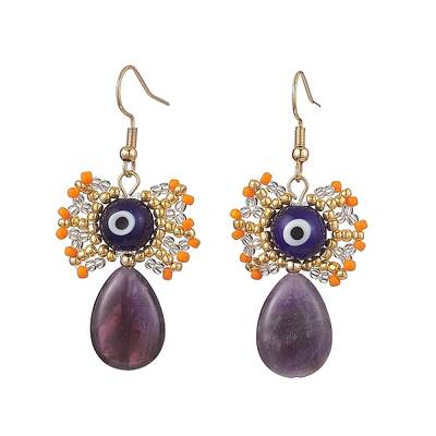 Natural Tiger Eye Dangle Earrings