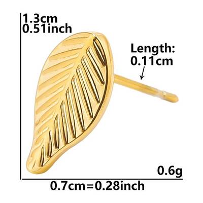 304 Stainless Steel Leaf Stud Earrings for Women