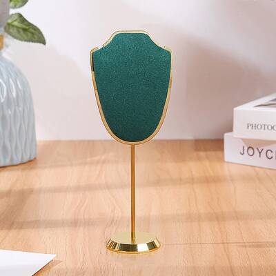 Bust Shaped Microfiber Necklace Display Stands with Golden Tone Aluminum Alloy Support