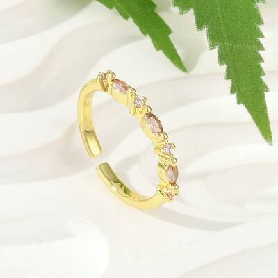 Brass Micro Pave Cubic Zirconia Cuff Rings