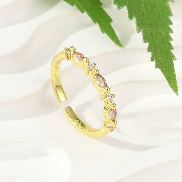 Brass Micro Pave Cubic Zirconia Cuff Rings