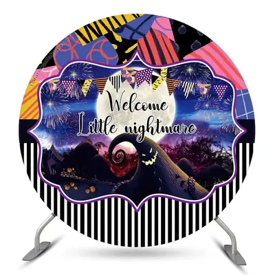 Aperturee Welcome Little Nightmare Halloween Round Backdrop | Custom Party Backdrop Wall | Party Photo Backdrops | Party Back...