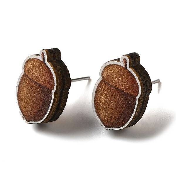 Wood Stud Earrings