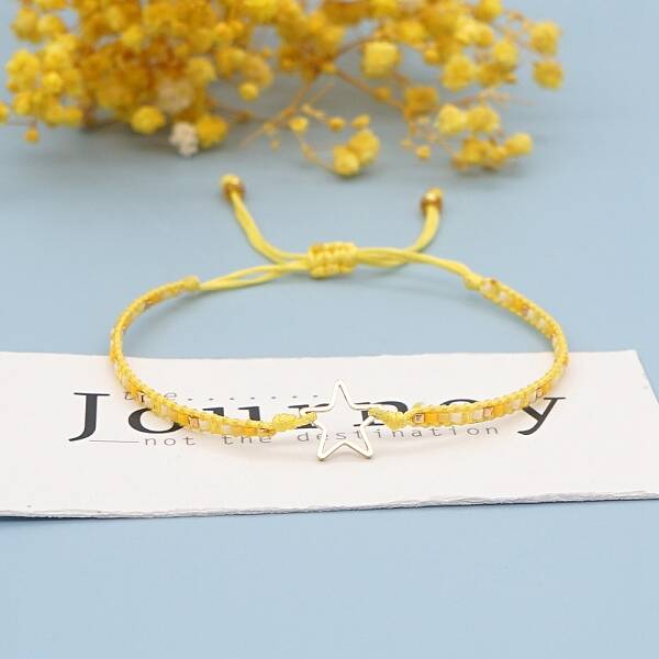 Miyuki Seed Braided Bead Bracelet with Open Star