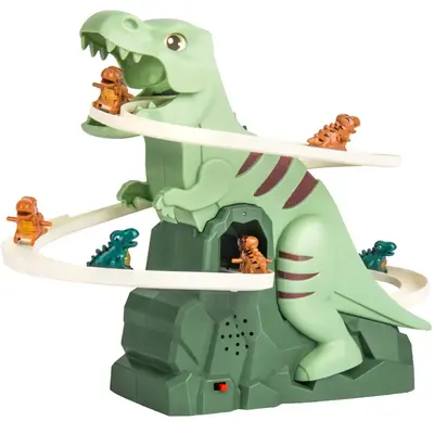 Small Luminous car track children's toy,dinosaur track toy, dinosaur chase track game, track slide toy, stair climbing toy, d...