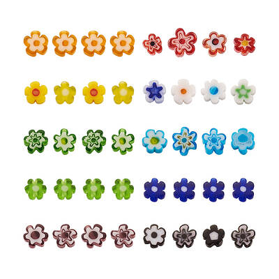 300Pcs 10 colors Handmade Millefiori Glass Beads
