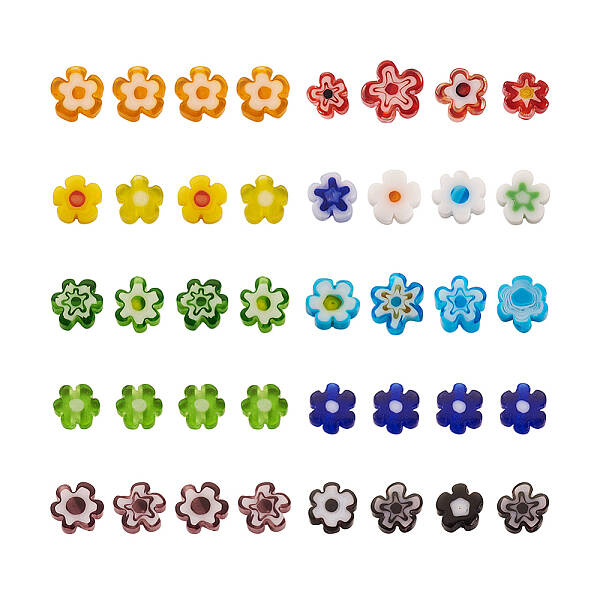 300Pcs 10 colors Handmade Millefiori Glass Beads