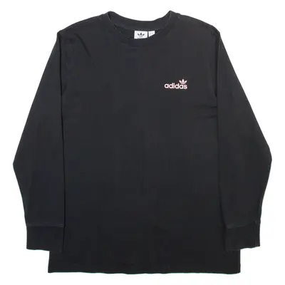 ADIDAS Womens T-Shirt Black Long Sleeve UK 8