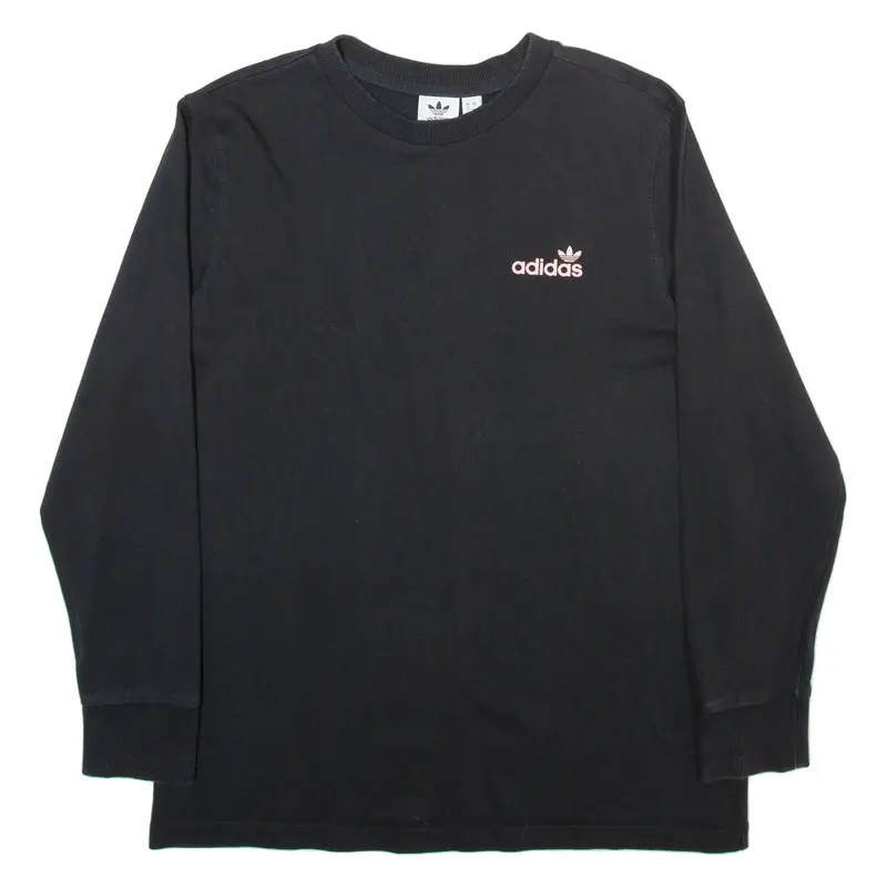 ADIDAS Womens T-Shirt Black Long Sleeve UK 8