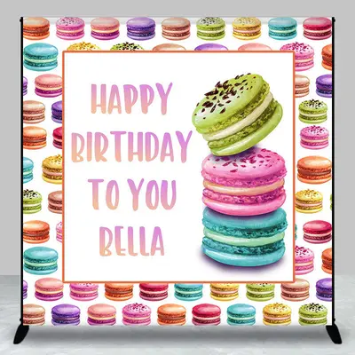 Delicious Macaron Dessert Custom Birthday Backdrop - Aperturee