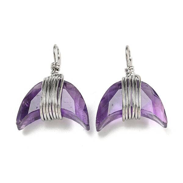 Natural Amethyst Copper Wire Wrapped Pendants