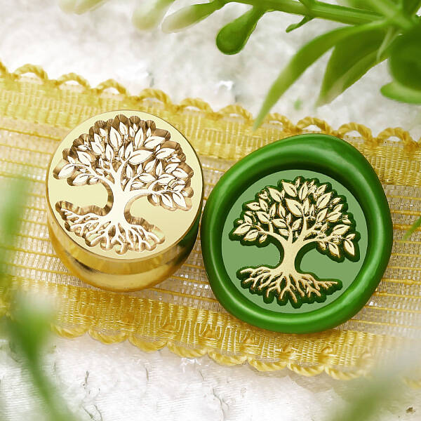 Golden Tone Round Wax Seal Brass Stamp Heads