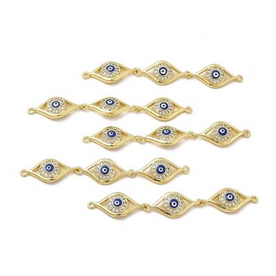 Brass Micro Pave Clear Cubic Zirconia Connector Charms