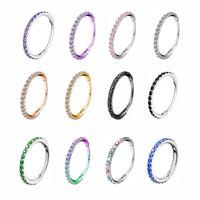 Oufer 20G Hinged Segment Micro Gem Nose Hoop Ring Gift Choice- 316L Stainless Steel