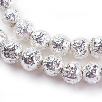 Electroplated Natural Lava Rock Beads Strands