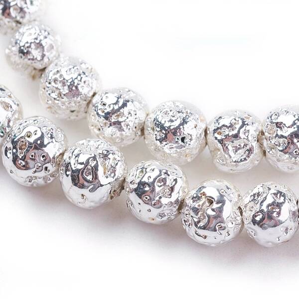 Electroplated Natural Lava Rock Beads Strands