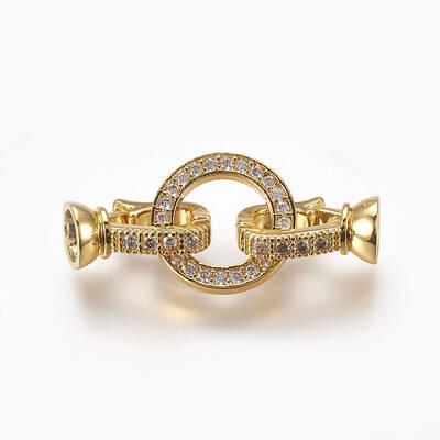 Brass Micro Pave Cubic Zirconia Fold Over Clasps