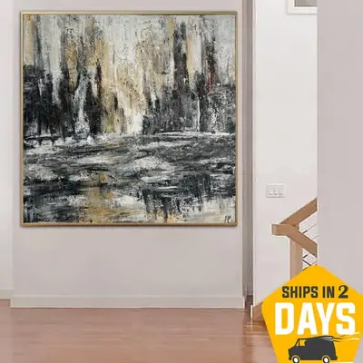 Abstract City Paintings On Canvas Extra Large Original Modern Expressionism Art Textured Creative Wall Art for Indie Room Dec...