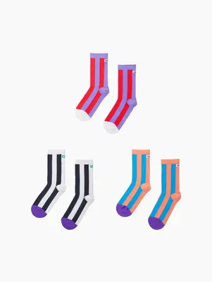 Happy Nocnoc Children Anti-Oder Cotton Socks - Colorful Strips for All-Day Comfort