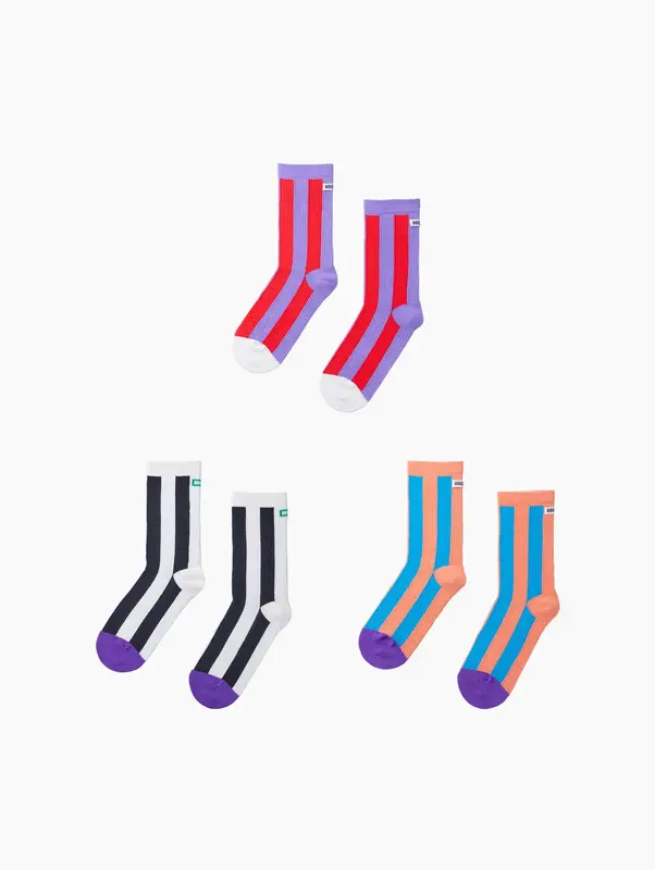 Happy Nocnoc Children Anti-Oder Cotton Socks - Colorful Strips for All-Day Comfort