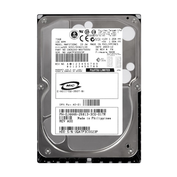 CA06200-B60700DU Fujitsu 73.5GB Ultra-320 SCSI 10K 3.5-inch 8MB Hard Drive