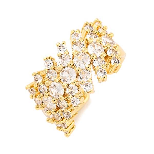 Brass Micro Pave Clear Cubic Zirconia Open Cuff Rings
