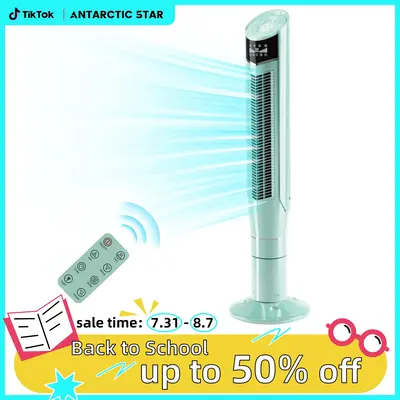 【Back to School】Antarctic Star Tower Fan 360°Oscillating Fan Quiet Cooling 24H Timer Remote Control Powerful Standing 8 ...