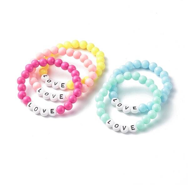 Opaque Acrylic Beads Stretch Bracelet for Kid