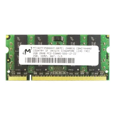 Micron MT16HTF25664HY-667E1 | 2GB DDR2-667MHz PC2-5300 Non-ECC Unbuffered SODIMM CL5 2Rx8 1.8V 200-Pin Memory Module