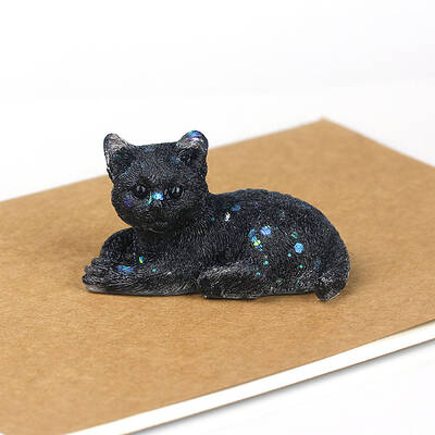 Natural Obsidian Cat Display Decorations
