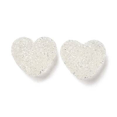 Drusy Heart Resin Rhinestone Beads