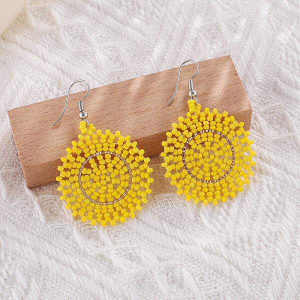 Glass Seed Braided Dangle Earrings for Women