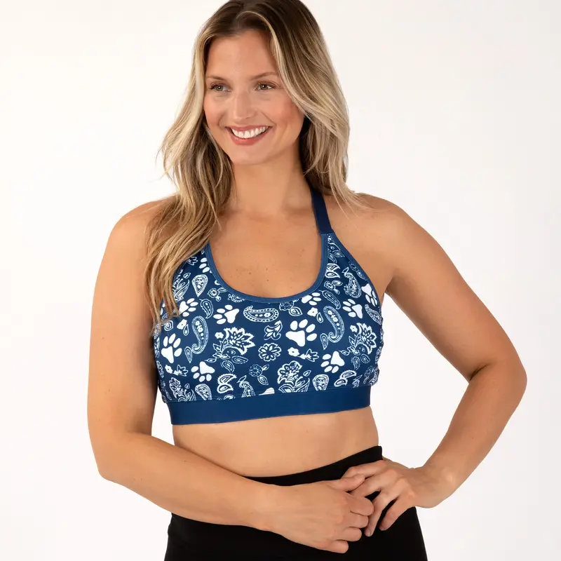 Wide Strap Adjustable Sports Bra - Gradient Paws - M