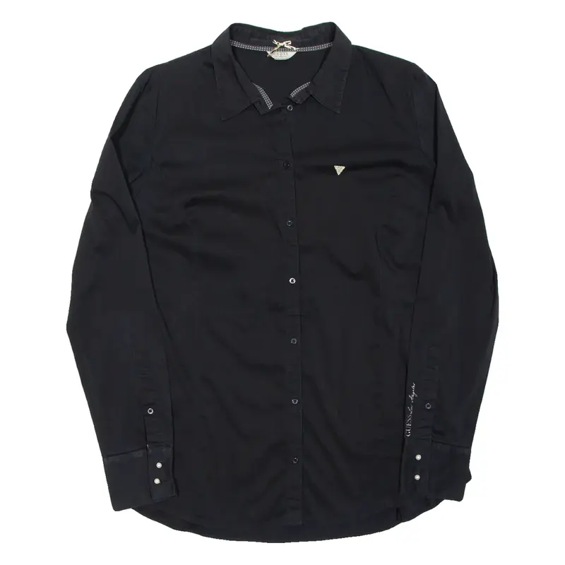 GUESS Womens Plain Shirt Black Long Sleeve XL