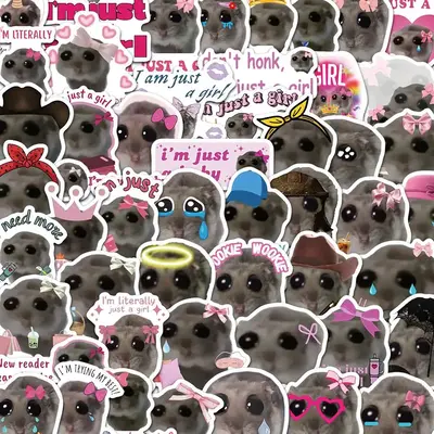 Hamster Meme Sticker, 56pcs/set Cute Animal Sticker, Decorative Sticker for Phone, Computer, Guitar, Bag, Water Cup, Scrapboo...