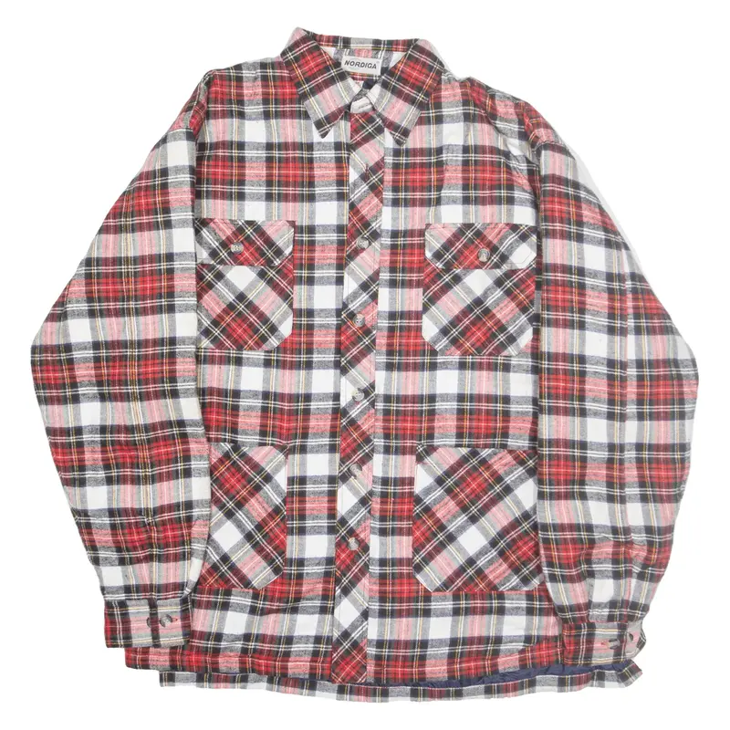NORDIGA Lined Lumberjack Shirt Red Check Long Sleeve Mens M