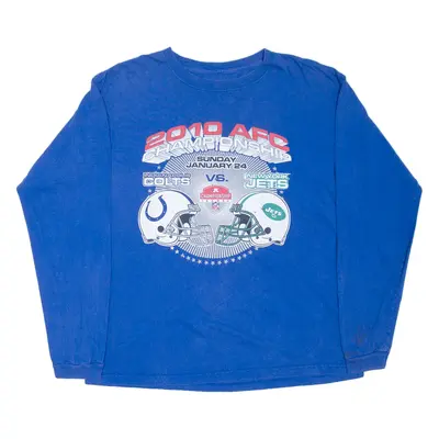 ADIDAS Indianapolis Colts New York Jets USA T-Shirt Blue Long Sleeve Mens M