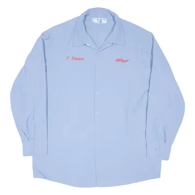 ARAMARK Worker Shirt Blue Long Sleeve Mens L
