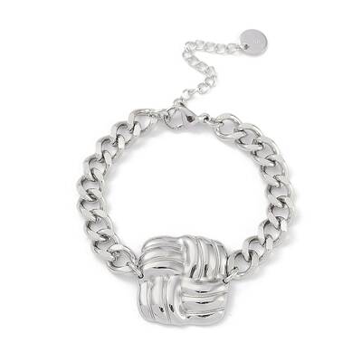 Non-Tarnish 304 Stainless Steel Cuban Link Chain Square Link Bracelets for Women